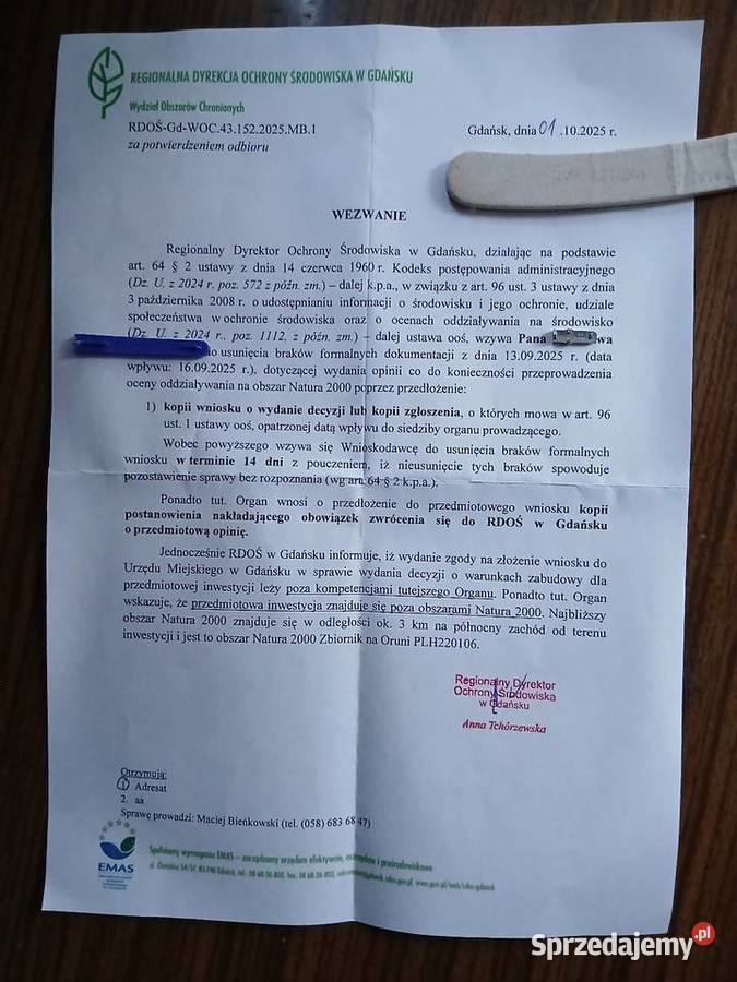 Sprzedam działkę 1418 mw Gdańsku Niegowook7 Gdańsk