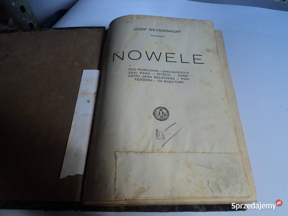 Nowele Józef Weyssenhoff 1920r Nowy Sącz