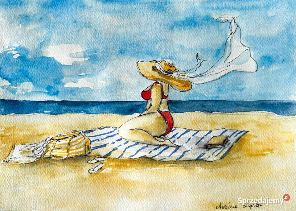Body positive 4 akwarela kobieta plaża morze Katowice