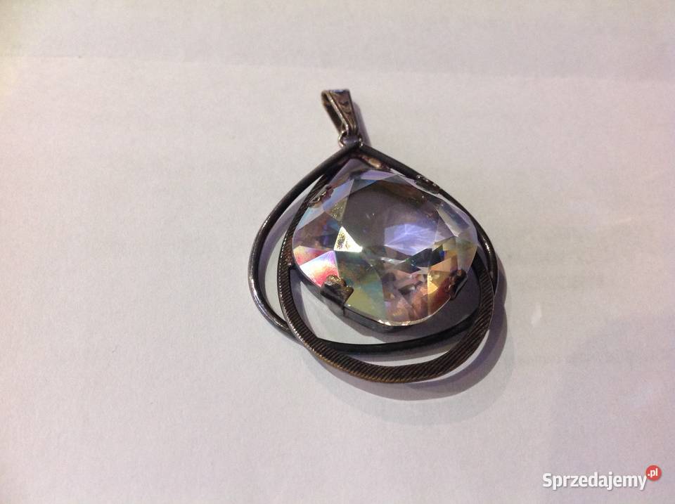 Duży Wisiorek Zawieszka z Kamieniem Vintage Nowa Sól