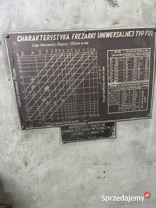 Frezarka uniwersalna fu2 Piotrków Trybunalski