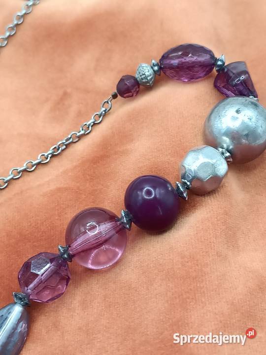 Biżuteria naszyjnik korale z fioletowym Zamość sprzedam