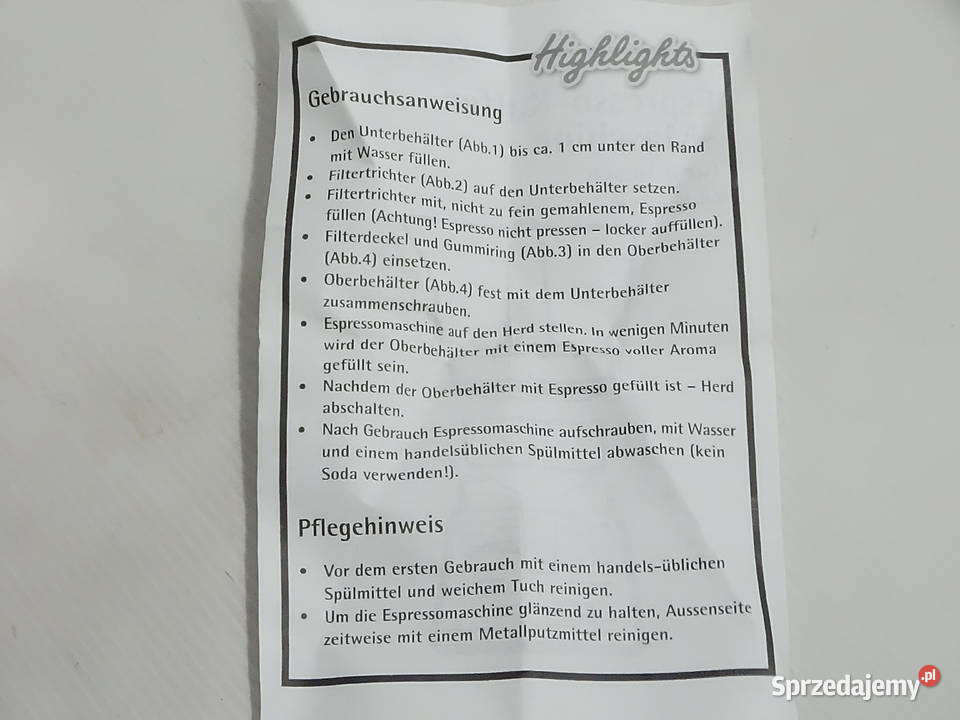 Klasyczna Kawiarka Aluminiowa Highlights 6 Biłgoraj
