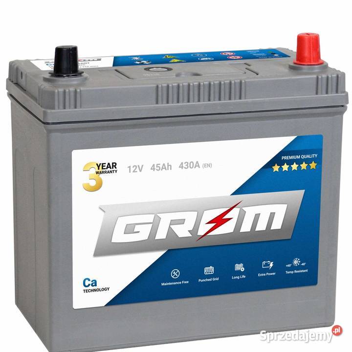 Akumulator GROM 45Ah 430A Japan LewyPrawy Plus Rok produkcji 2023 Tczew
