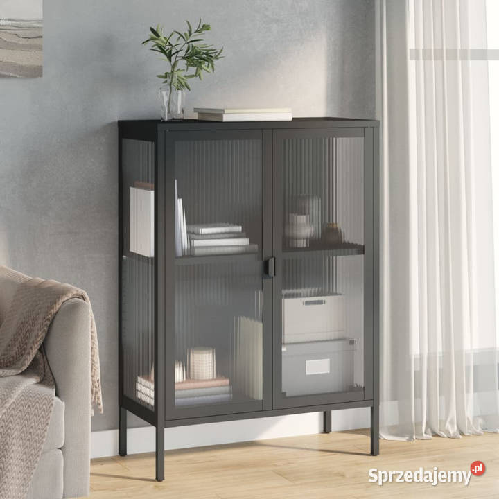 Szafka czarna 75x35x105 szkło i stal WM353003 mazowieckie Warszawa sprzedam