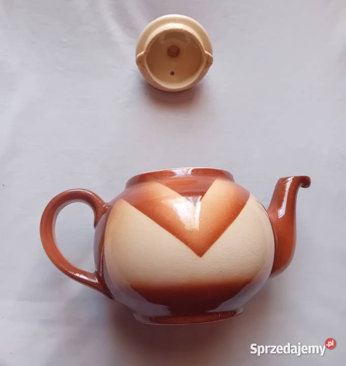 Imbryk art deco Spritzdekor ogniotrwały Karl Koźminek