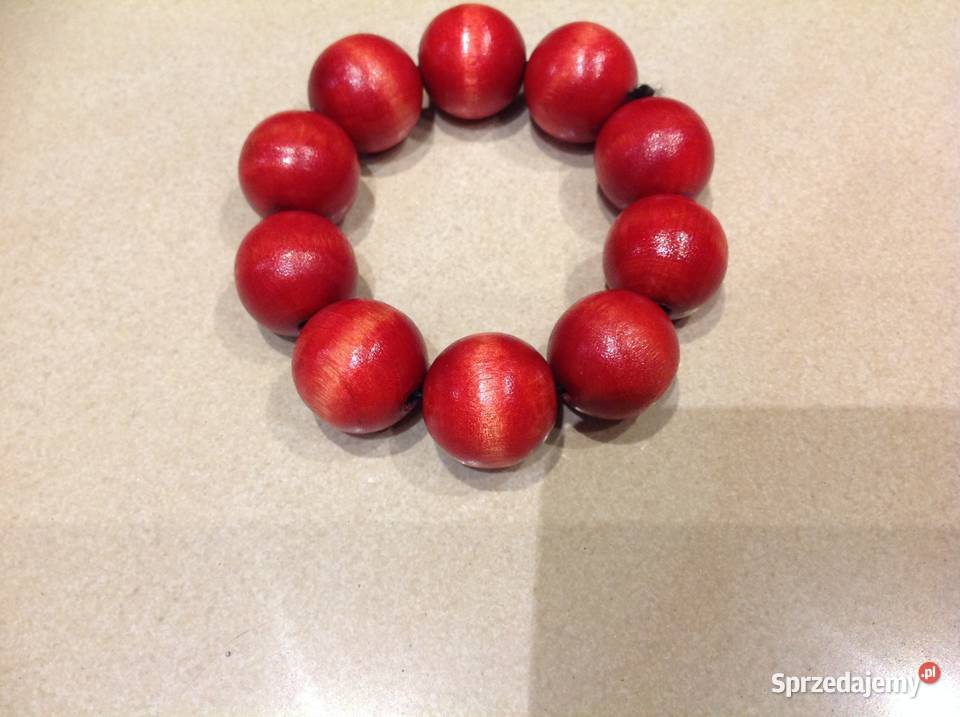 Bransoletka Drewniane Kulki Czerwona Dla kobiet Nowa Sól