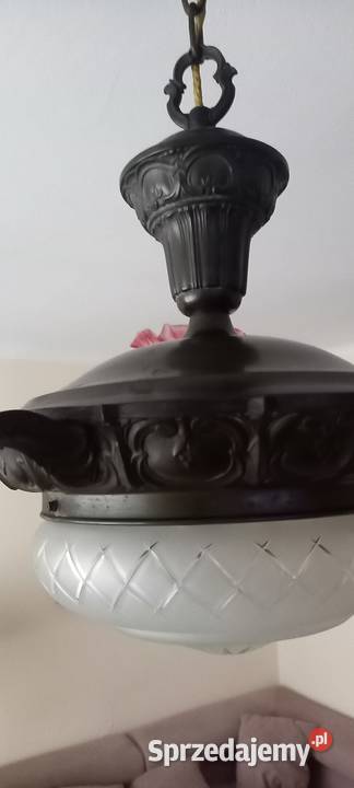 Salonowy mosiężny żyrandol piękne klosze Skierniewice sprzedam
