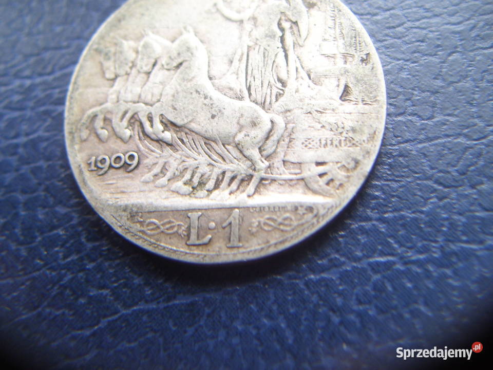 Stare monety 1 lir 1909 Włochy srebro 2 Lesko sprzedam