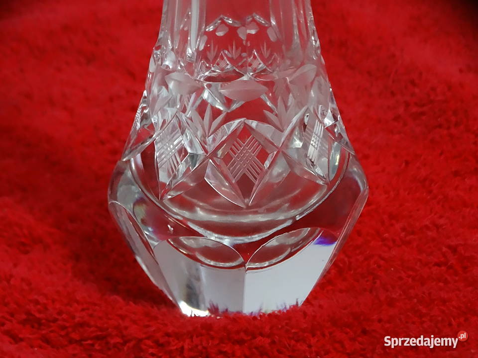 Elegancki Wazon Kryształowy Szlif Ręczny PRL Dom i Ogród