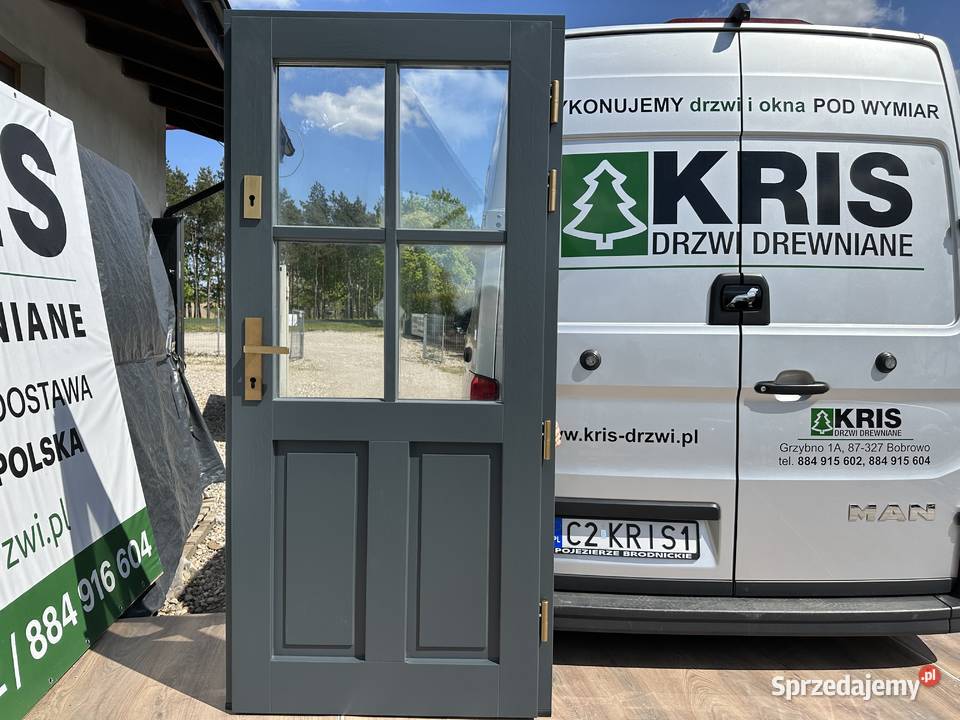 Drzwi zewnętrzne drewniane zielone NA KAŻDY