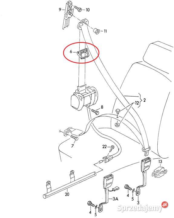 Audi 80 B4 Prowadnica pasa bezpieczeństwa przód Dębica