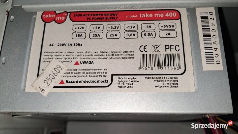 Obudowa do komputera ATX z zasilaczem 400W Obudowy i zasilanie Podzespoły bazowe Leszno