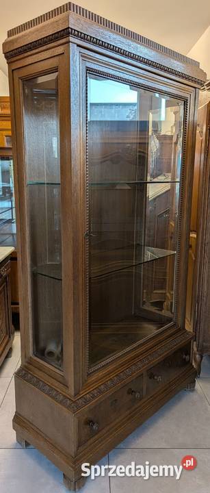 piękna dębowa witrynaserwantka secesyjnasklep Dąbrowa Górnicza