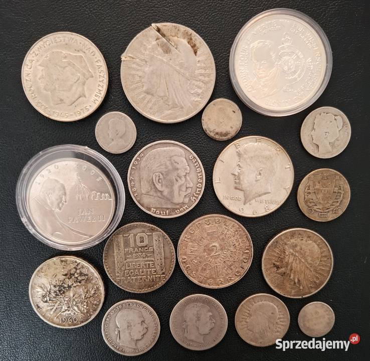 Zestaw Srebrnych Monet 18 sztuk Mix Gliwice