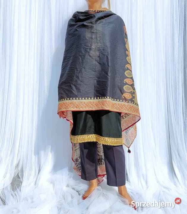 Duża chusta orient czarna bawełna paisley wzór Szczecin