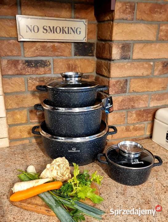 Garnki marmurkowe 4 czarne szare Szczecin sprzedam