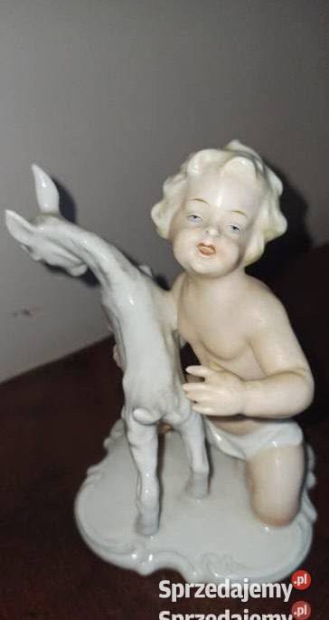 Figurka Putto z koziołkiem Heinz Schaubach 1940 Gdańsk