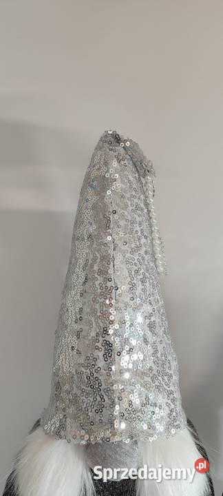 Skrzaty świąteczne para srebrny szary siwy Lipnica