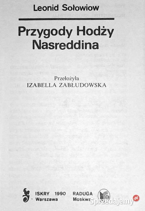 Przygody Hodży Nasreddina Leonid Sołowiow Rok wydania 1990 Chełm sprzedam