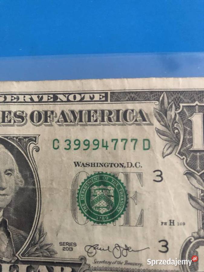 Banknot 1 dollar kolekcjonerski numer C39994777D Szczecin