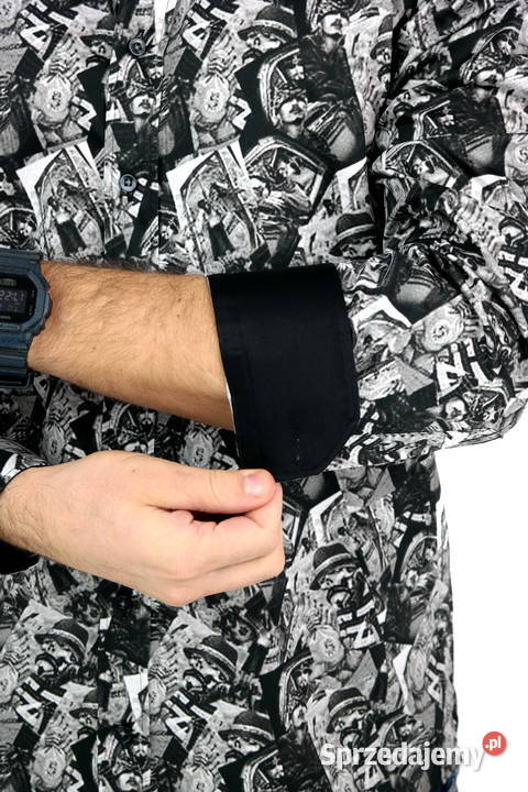 DANIEL BESSI Koszula Męska Fb066 Czarna Szara Ostrów Wielkopolski