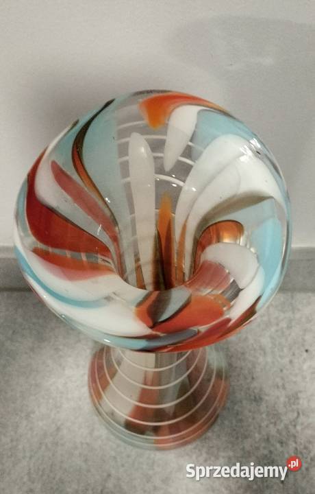 Wazon ręcznie formowany Ząbkowice lata 70 szkło Stęszew