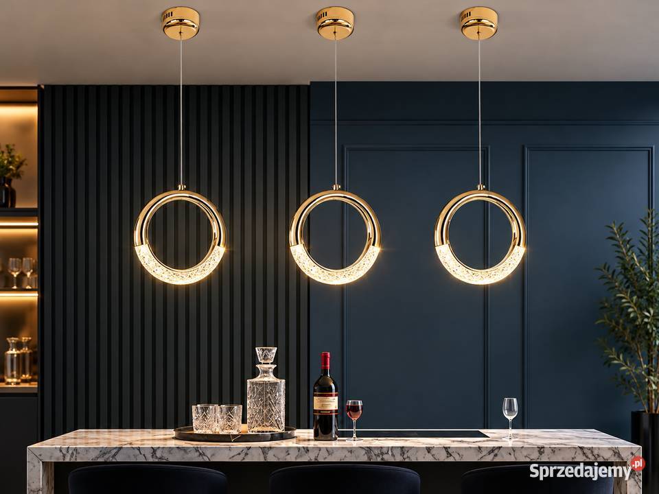 Żyrandol ROUND SINGLE Glamour Kryształowy Złoty mazowieckie Warszawa