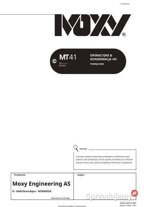 MOXY MT41 instrukcja obsługi DTR świętokrzyskie Kielce