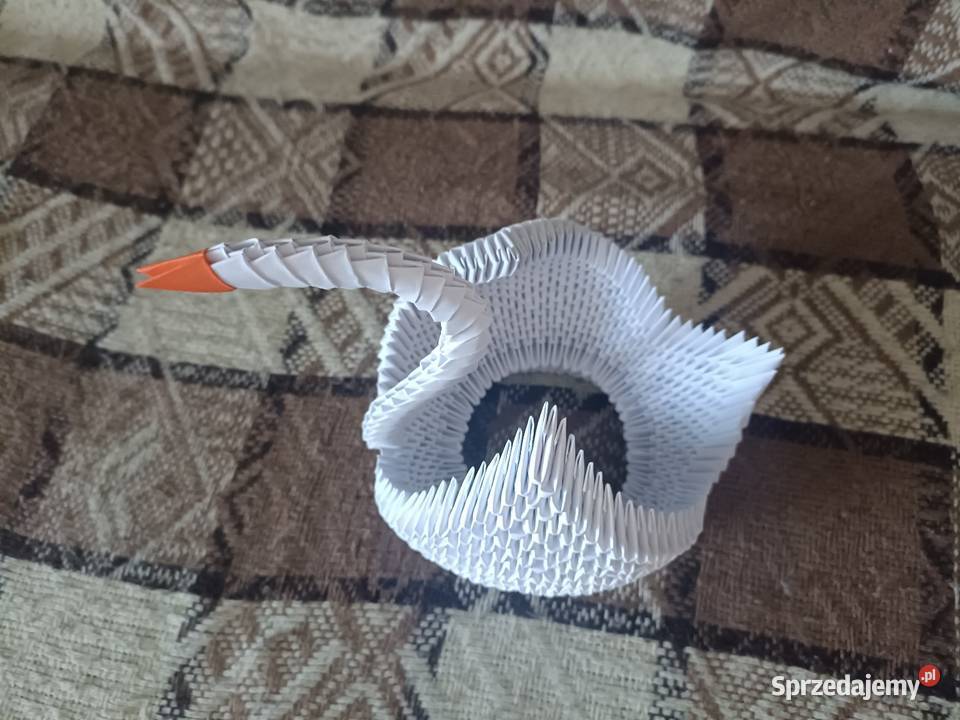 Duży Łabędź Biały Origami Modułowe 3D pomorskie Kwidzyn