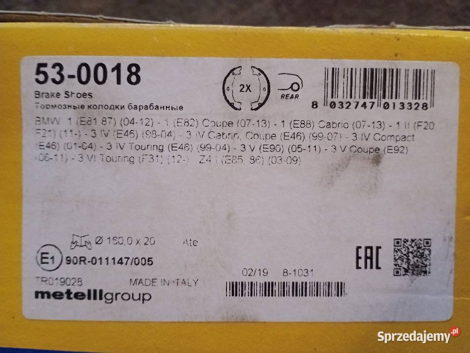 Zestaw szczęk hamulcowych METELLI 530018 Rok produkcji 2019 Szczęki hamulcowe Kamieniec