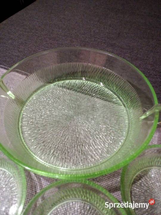 Przepiękny komplet z seledynowego szkła Art Deko