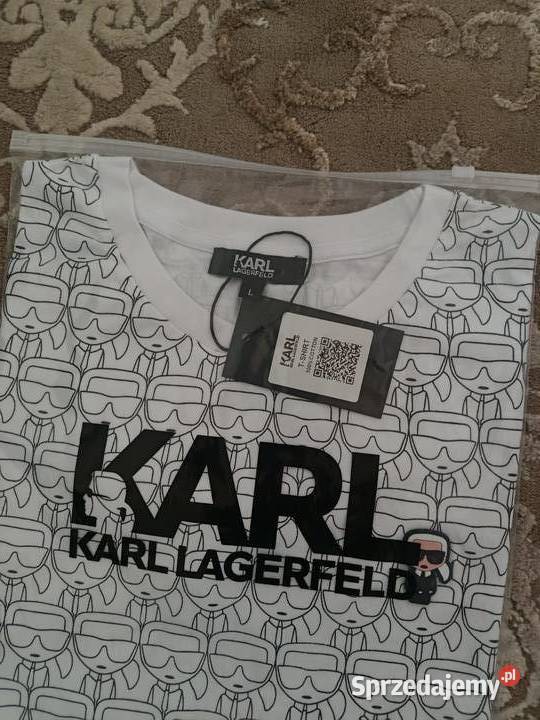 Tshirt męski Karl Lagerfeld sygnatura regular biały sprzedam
