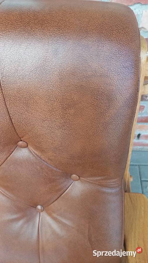 Fotel wypoczynkowy Dębowy skórzany brązowy Gawroniec
