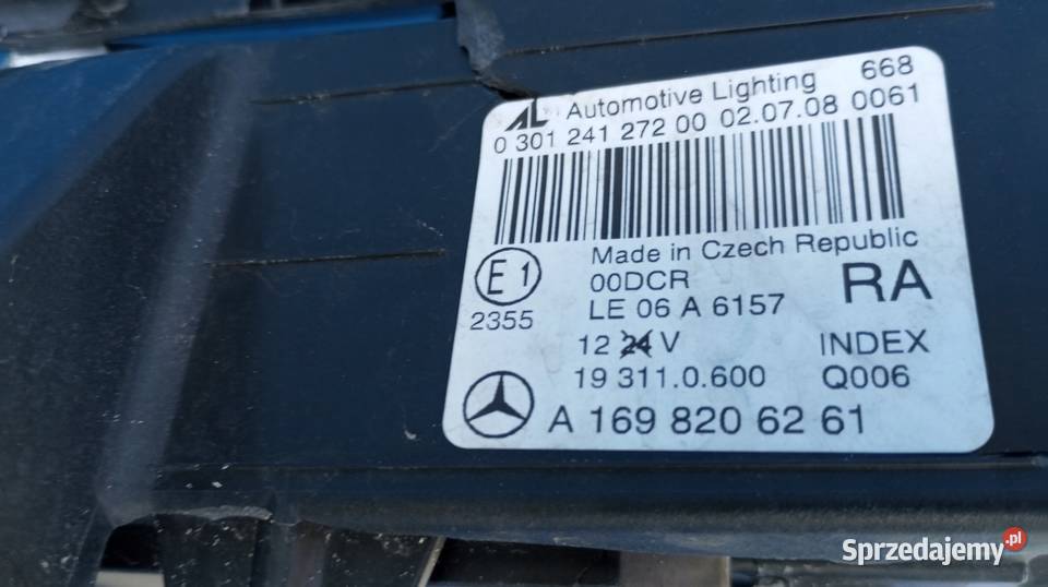 LAMPA PRAWY PRZÓD EU XENON MERCEDES A KLASA W169 osobowe Oświetlenie Nowy Tomyśl sprzedam