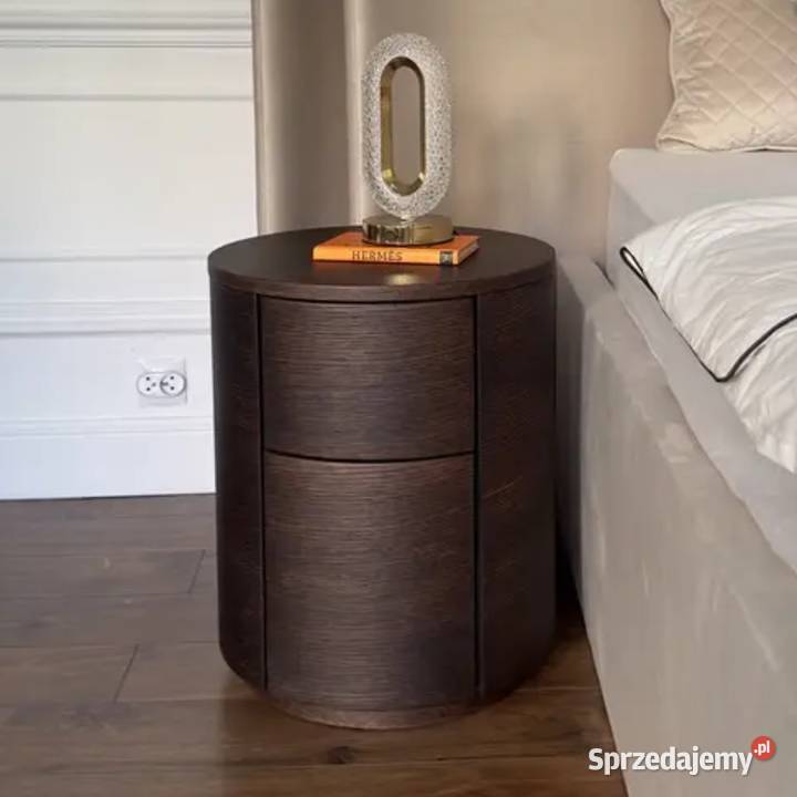 Luksusowa Okrągła Szafka Nocna Drewniana AMARA 50cm mazowieckie