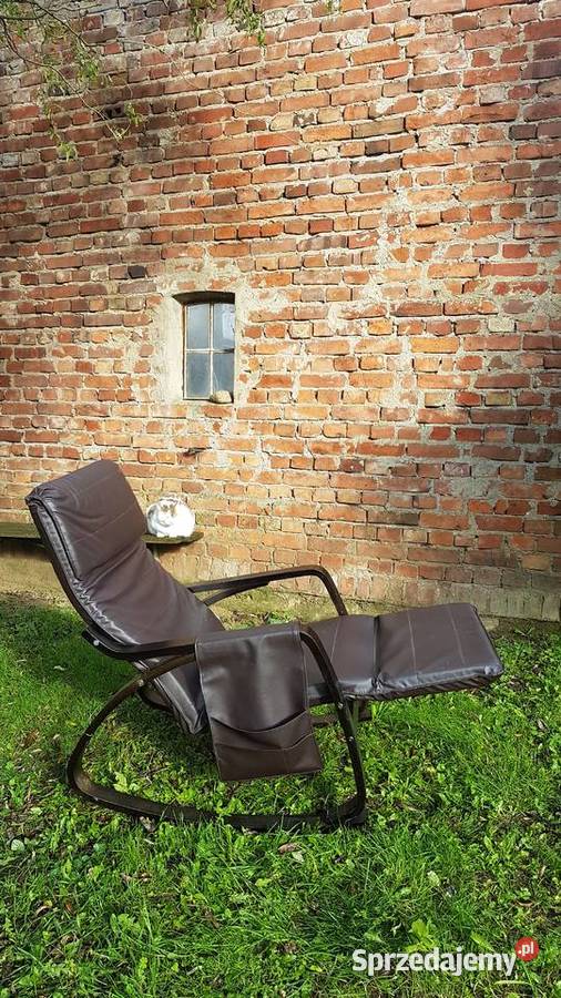 fotel relax ze skórzanym siedziskiem