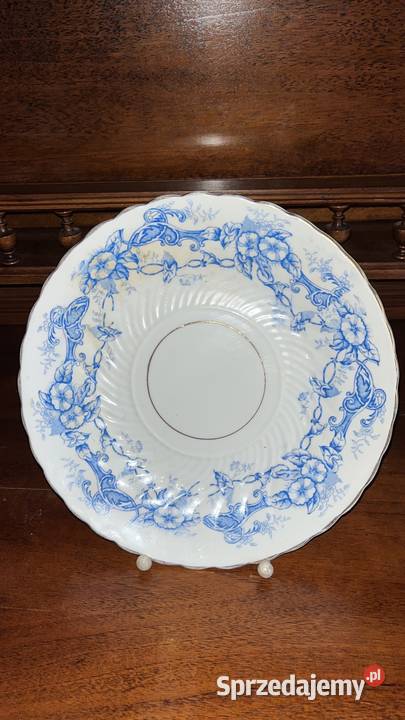 Patera biała porcelana niebieski dekor Bez syg Gdańsk