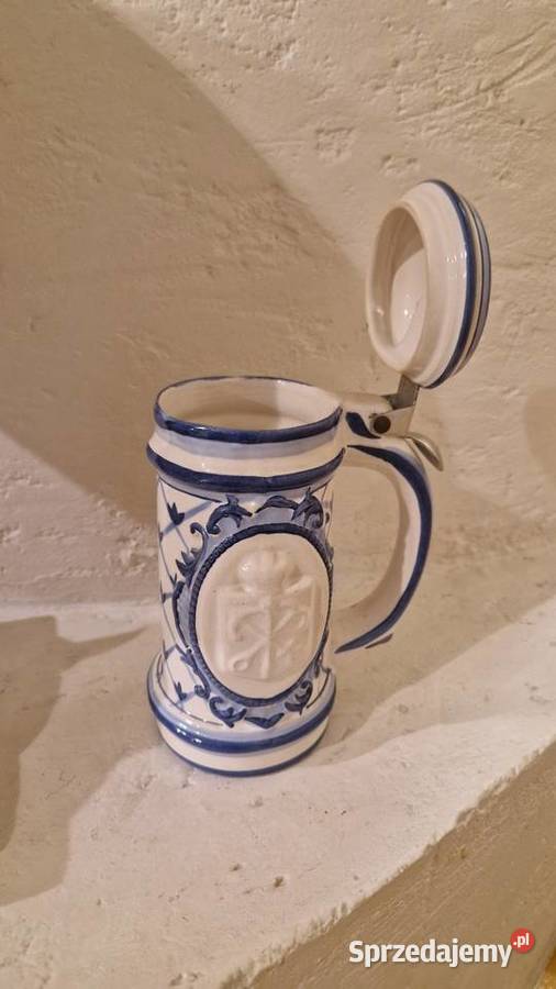 Stary kufel z ceramiki z kobaltowym ręcznie Lublin sprzedam