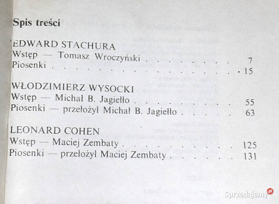 Piosenki Edward Stachura W Wysocki Leonard Cohen Chełm