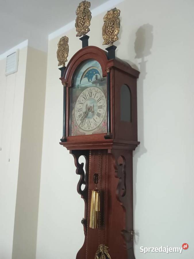 Wiszący zegar ścienny stary holenderski duży Łąka