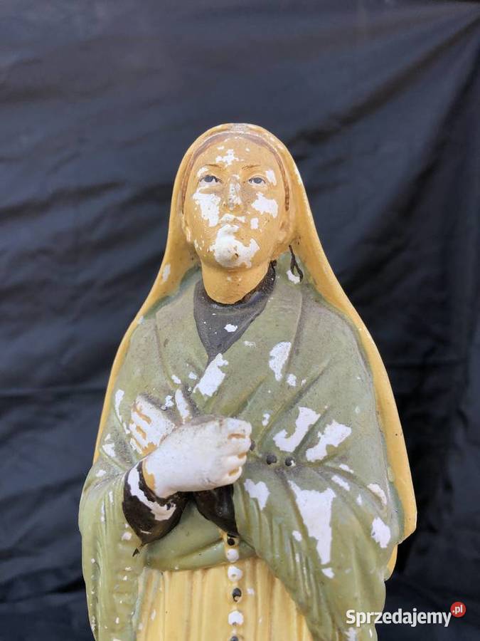 Sygnowana Stara figurka gipsowa Lourdes Łowicz