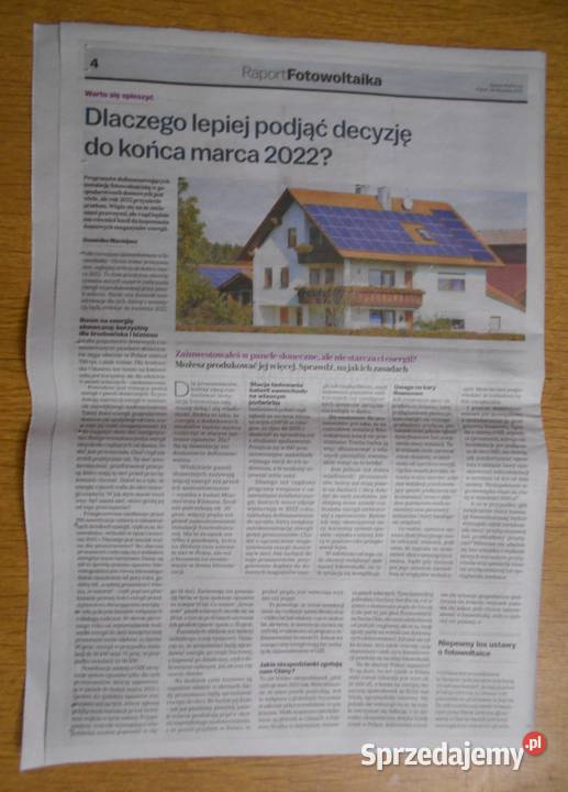 Raport fotowoltaika Gazeta Wyborcza lubelskie Parczew sprzedam