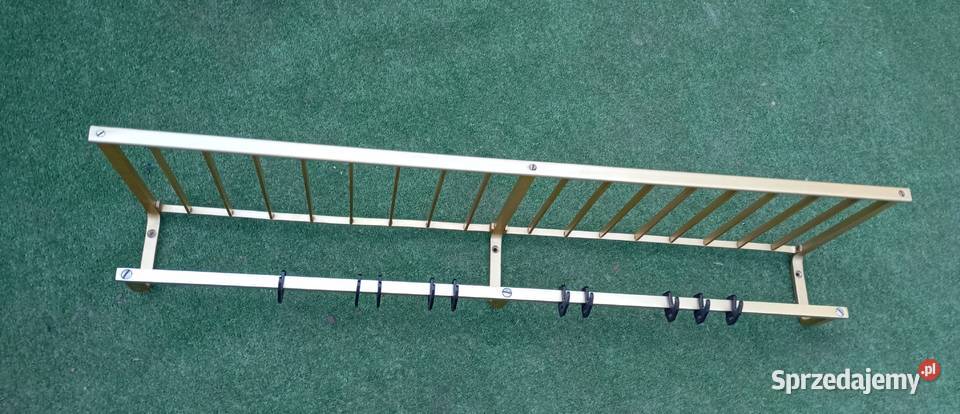 Wieszak ścienny PRL Vintage metalowy srebrny 90 Antyki, Sztuka, Kolekcje wielkopolskie Poznań