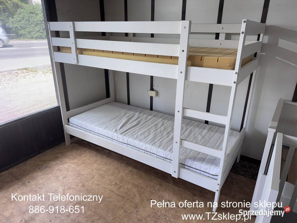 Łóżko piętrowe Lite drzewo białe IKEA MYDAL Łóżka Rybnik