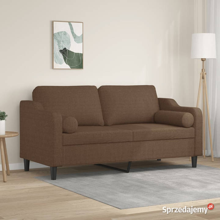 2osobowa sofa z poduszkami brązowa 140 tkanina Warszawa