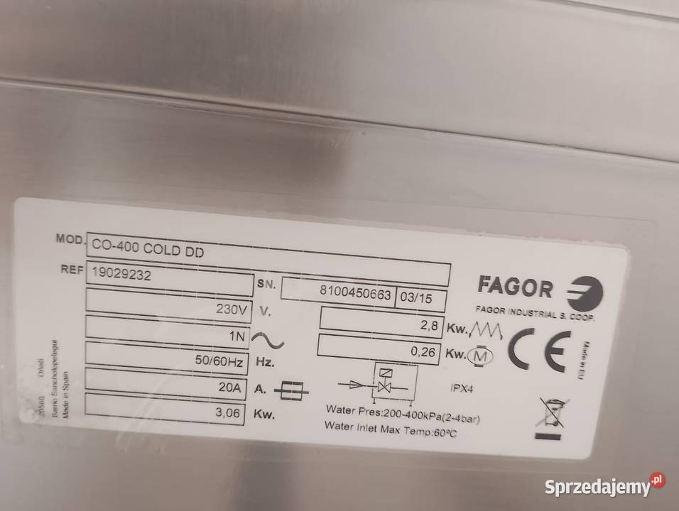 Zmywarka do szkła EVO Concept CO400 COLD B DD dolnośląskie Wrocław sprzedam