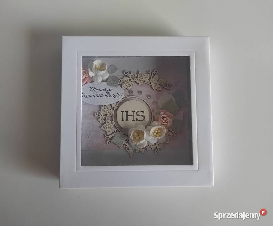 Kartka w pudełku ręcznie robiona na Komunię Łódź sprzedam