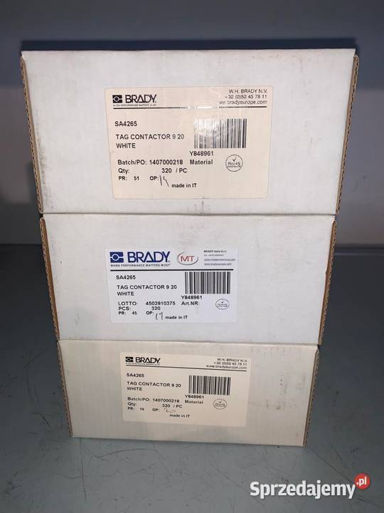 Brady Tag contactor 9x20 non adhesive x3 pack x mazowieckie Warszawa