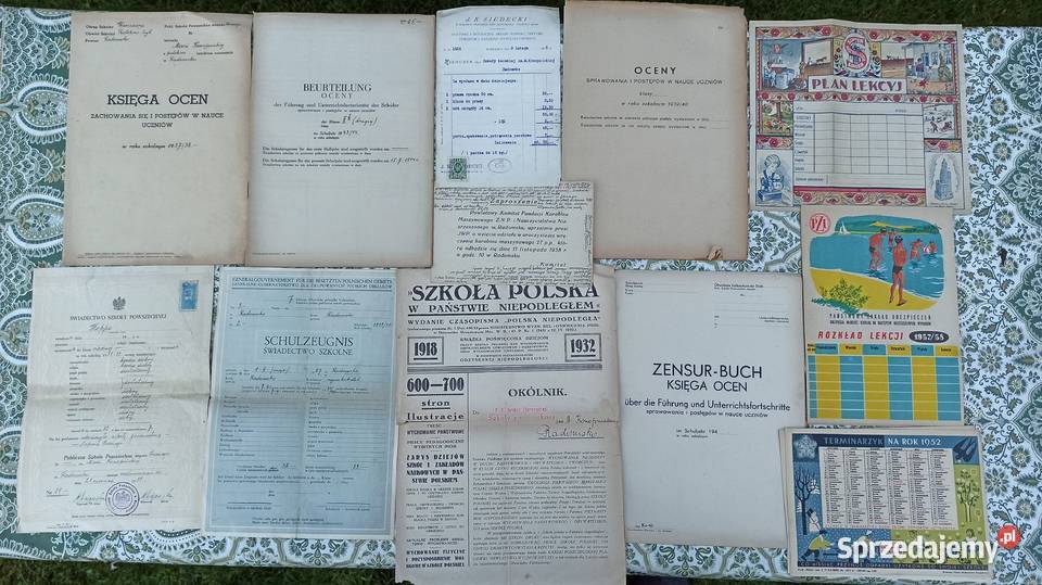 Przedwojenne papierowe artykuły banery afisze Wieluń